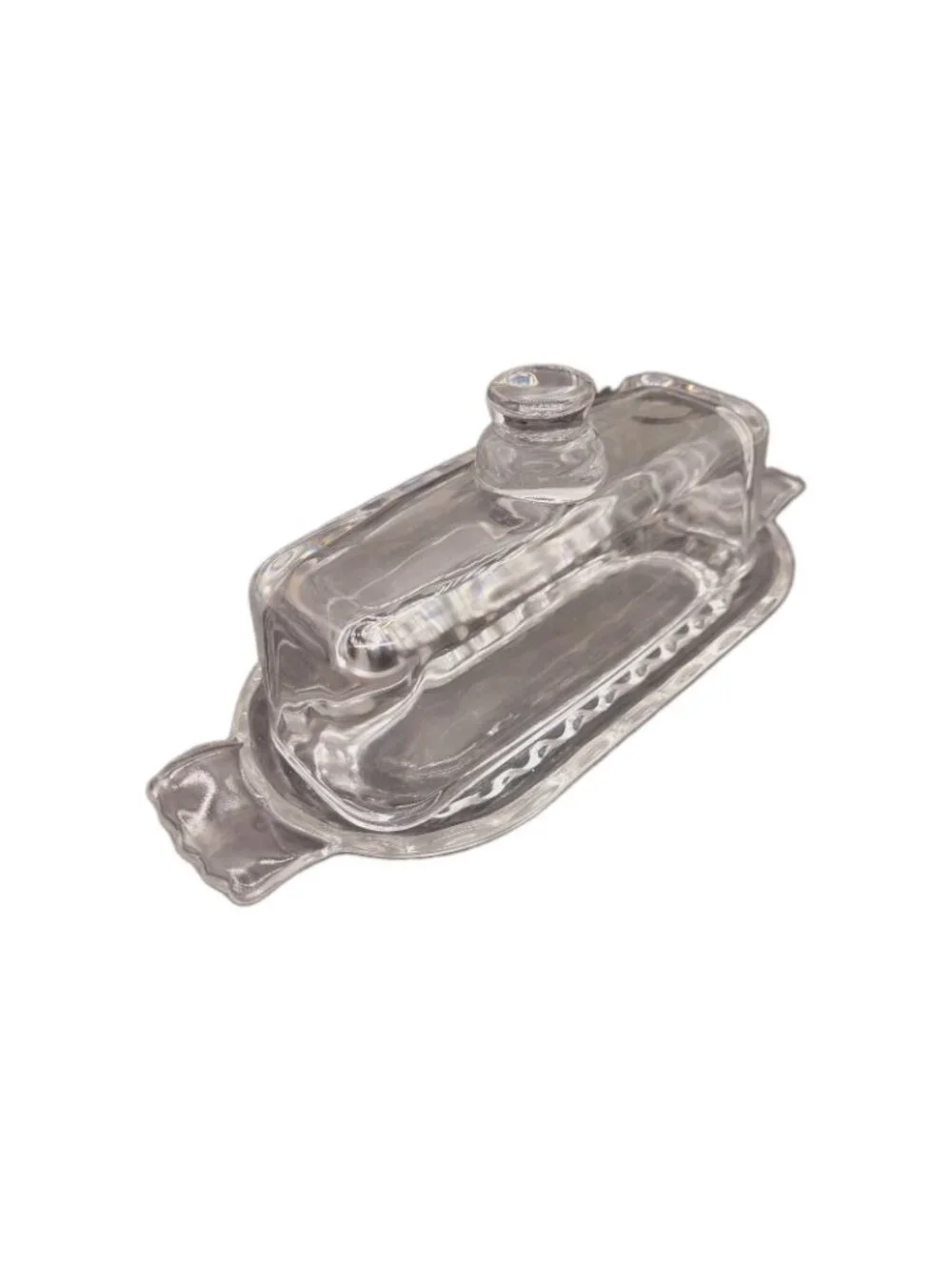 Glass Butter Dish with Lid for Countertop Clear Crystal Classic